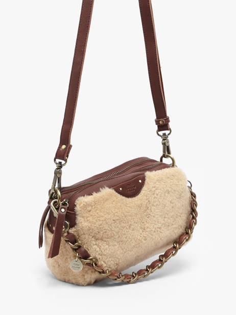 Cross Body Tas Vintage Leder Mila louise Beige vintage 23673TC ander zicht 2